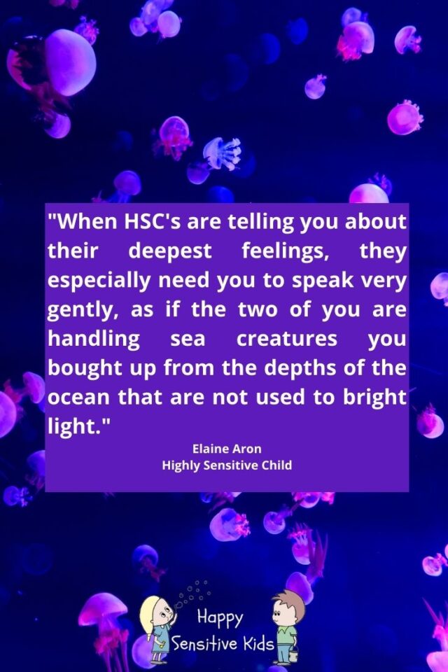 "When HSC's are telling you about their deepest feelings, they especially need you to speak very gently, as if the two of you are handling sea creatures you bought up from the depths of the ocean that are not used to bright light."