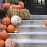 Pumpkins on a stairway